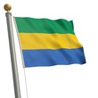 Die Flagge von Gabun flattert am Fahnenmast