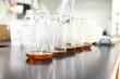 Test tubes with brown liquid