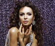 Jewelry. Aristocratic Woman with Earrings. Holiday Makeup