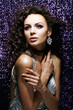 Elegance. Exquisite Sultry Lady with Waved Hair. Brilliance