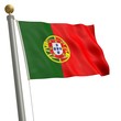 Die Flagge von Portugal flattert am Fahnenmast