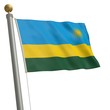 Die Flagge von Ruanda flattert am Fahnenmast