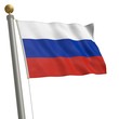 Die Flagge von Russland flattert am Fahnenmast