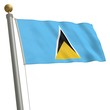 Die Flagge von Saint Lucia flattert am Fahnenmast