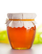 Glass jar with honey