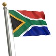 Die Flagge von Südafrika flattert am Fahnenmast