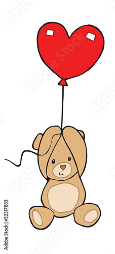 Illustration: Cute Valentine Love Teddy flying with a Baloon Cute Valentine Love Teddy flying with a Baloon