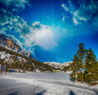 Beautiful colors of Dolomites Landscape in Winter