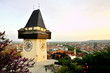 Old clock tower in the city of Graz, Austria