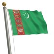 Die Flagge von Turkmenistan flattert am Fahnenmast