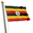 Die Flagge von Uganda flattert am Fahnenmast