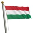 Die Flagge von Ungarn flattert am Fahnenmast