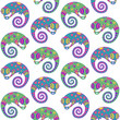 Chameleons decorative seamless pattern.