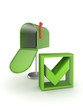 Green tick mark and mailbox.