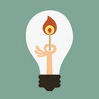 Light bulb with a match. Vector illustration.