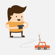 young boy playing RC car