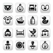 Baby , childhood vector buttons set isolated on white