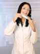 Female dentist with tools