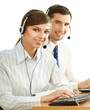 Attractive young people working in a call center