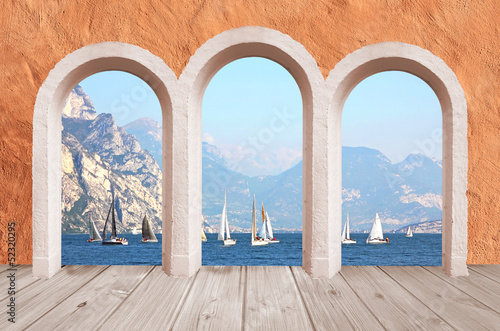 Illustration: Arkade mit Seeblick Arkade mit Seeblick