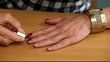 Woman apply red nail polish /episode 1/