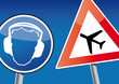 Fluglärm, Flugzeug, Schild, Airport,  Schallschutz