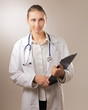 Portrait of  female doctor with folder