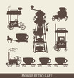 Vector: set of mobile cafe in retro style set of mobile cafe in retro style