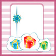 Holiday background with blue gift bow and gift boxes