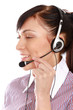 Beautiful business woman with headset. Call center