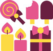 Vector: lollipop, ice cream, candle, gift – for holiday lollipop, ice cream, candle, gift – for holiday