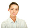 Young woman standing ,isolated on white background