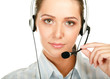 Beautiful business woman with headset. Call center