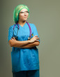 A female doctor in uniform, close-up