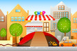 vector illustration of shop on mouse showing online shopping