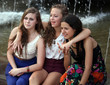 Students girls having fun outside.
