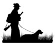 Silhouette Jäger mit Hund
