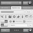 Dark Web UI Elements. Buttons, Switches, bars