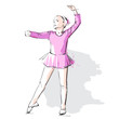 Vector: Ballerina little girl in a pink dress and pointe Ballerina little girl in a pink dress and pointe