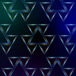 abstract blue background with shining multicolored triangles