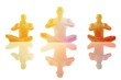 Three persons seated in yoga position
