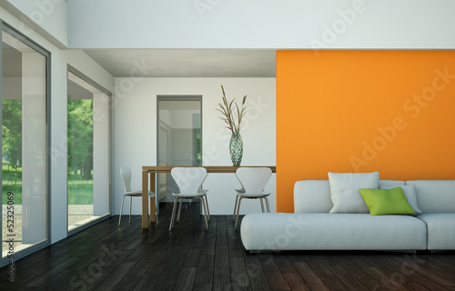 Illustration: Wohndesign - weisses Sofa im Loft Wohndesign - weisses Sofa im Loft