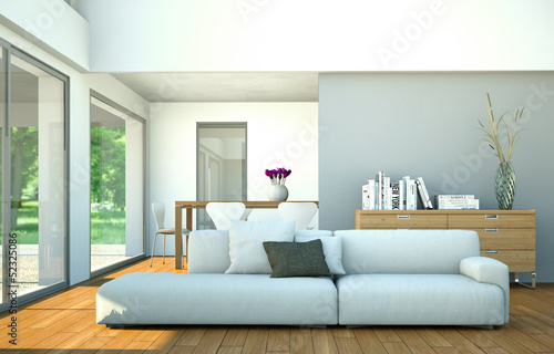 Illustration: Wohndesign - weisses Sofa im Loft Wohndesign - weisses Sofa im Loft