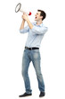 Man shouting through megaphone
