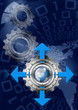Illustration: Blue and Metal Industrial Gears Background Blue and Metal Industrial Gears Background