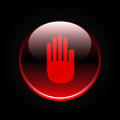 Hand sign on red button