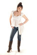 Brunette in jeans