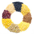 assorted cereals and legumes in form of a circle