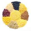 assorted cereals and legumes in form of a circle isolated