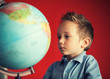 school boy world globe